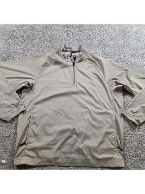 Adidas Golf Windbreaker Mens XL Beige Quarter Zip Pullover Jacket Marks*